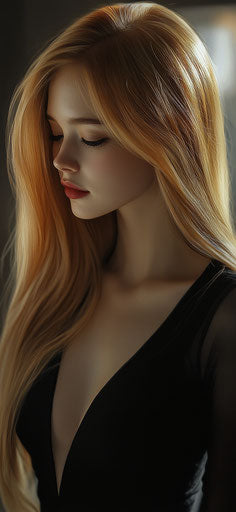 Beautiful blonde supermodel in elegant black dress, close-up