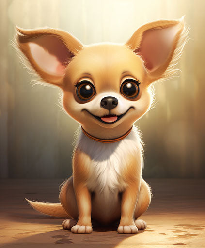 Cartoon chihuahua dog with long tail