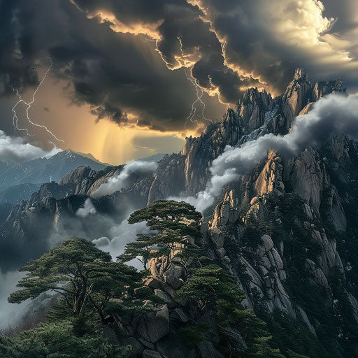 Storm over Seoraksan, dramatic light on snowy peaks