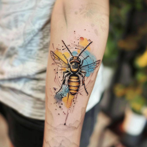 Pastel tattoo sketch of a wasp with soft tones