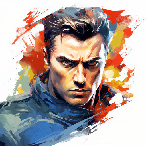 Powder art in the style of oil painting, on a white background