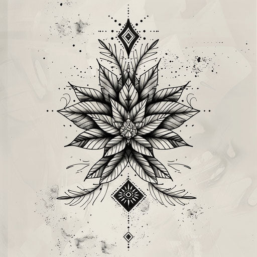 Exotic flat tattoo sketch of sage with traditional Eastern ornamental patterns
