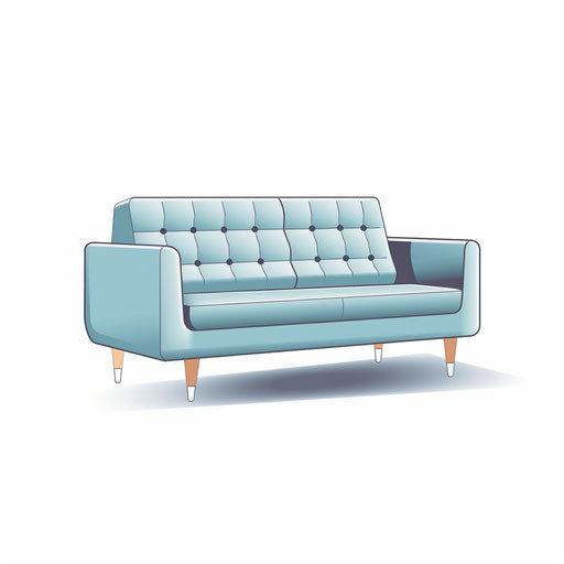 Minimalist style sofa clipart, on white background
