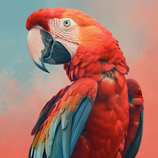 Parrot clipart in photo realistic style on flat random background