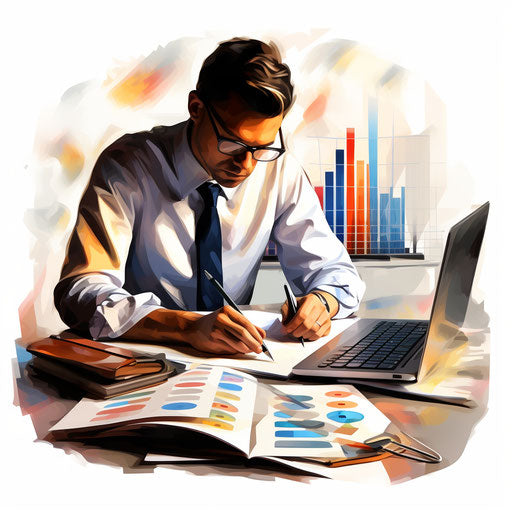 Accounting clipart in the style of Chiaroscuro Art, on a white background