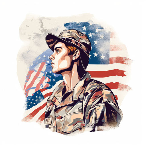 Memorial day clipart in the style of Pastel Colors Art, on a white background