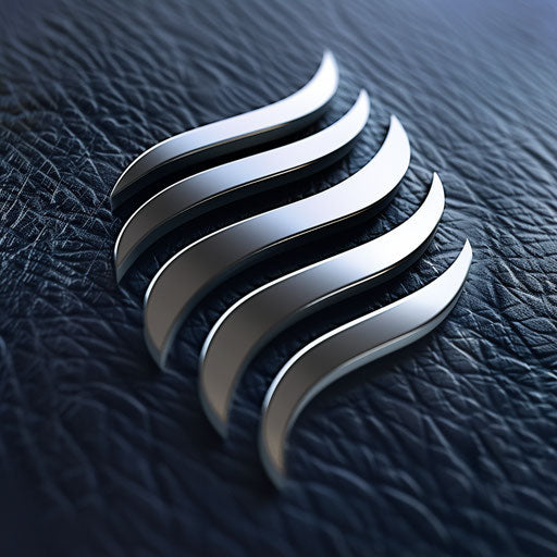 Silver and navy boutique logo on sleek background