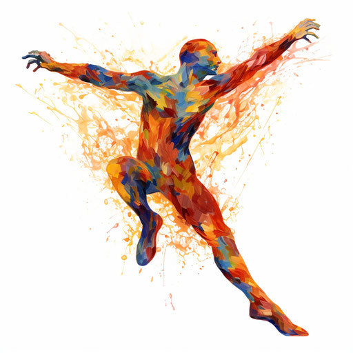 Human body clipart in the style of oil painting, on white background