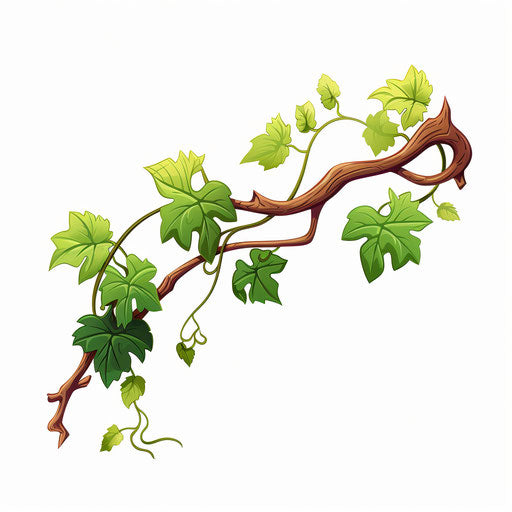 Vine clipart in the style of Chiaroscuro Art, on a white background