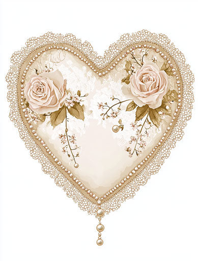 Valentine's Day heart with lace and beads