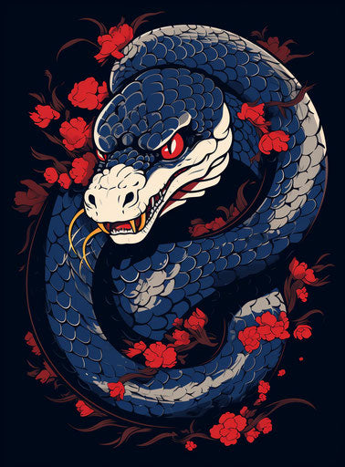 Snake with red, yellow, brown, and blue colors