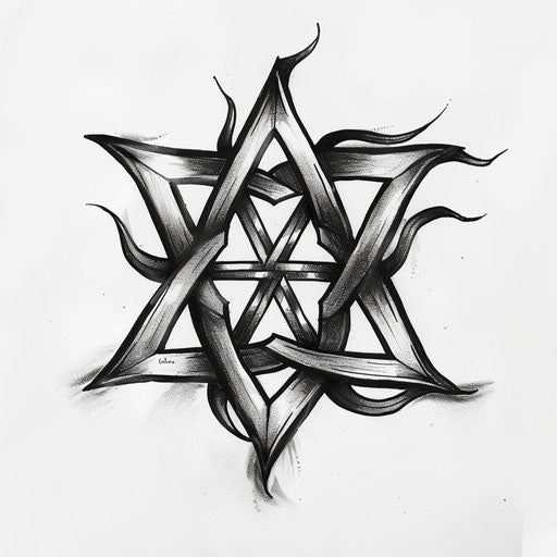 Stylish tattoo sketch of a Star of David with trendy design