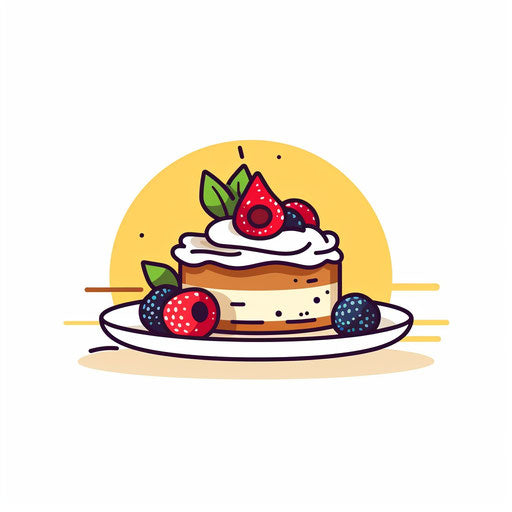 Minimalist Dessert Illustration on White Background