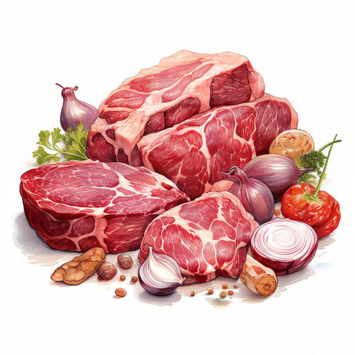 Meat clipart in the style of Impressionistic Art, on white background