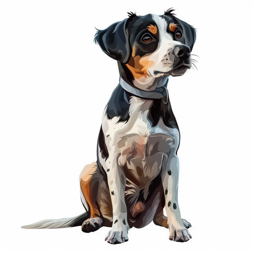 Cartoon dog in a realistic style on flat white background