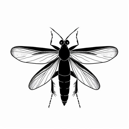 Elegant and minimalist tattoo sketch of a firefly in black ink