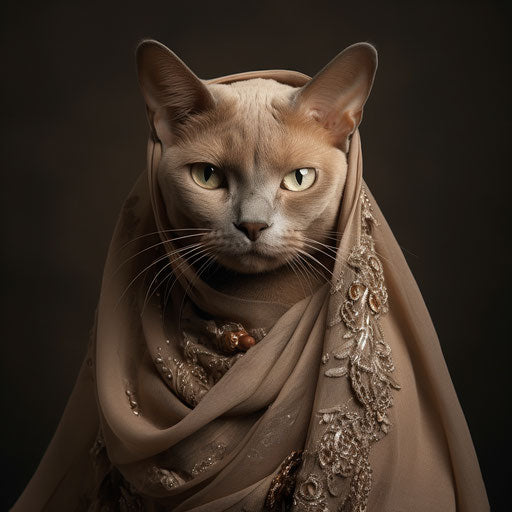 Burmese cat dressed as a woman