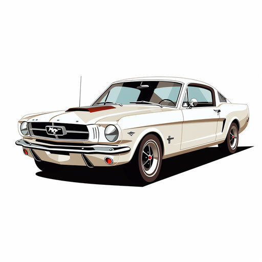 Minimalist style clipart of mustang, on white background