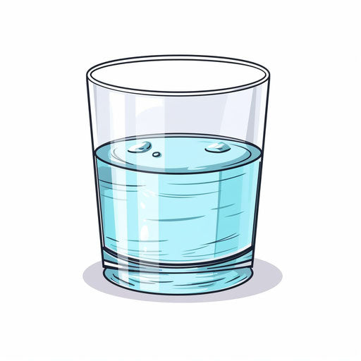 Minimalist style glass of water clipart on white background
