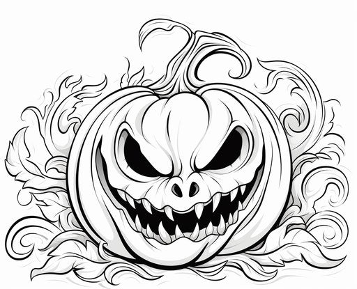 Halloween pumpkin coloring page on white background