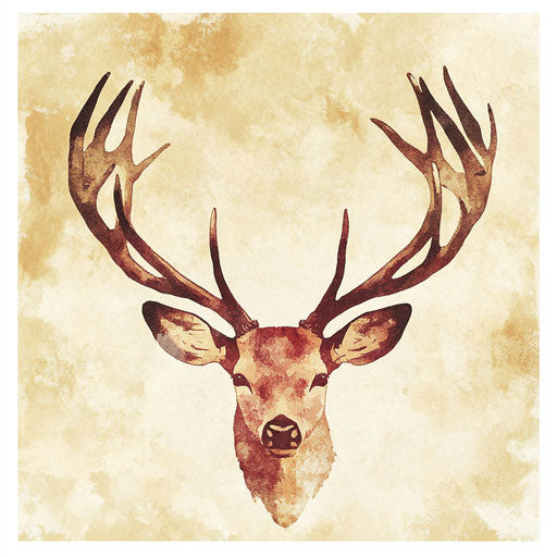 Deer antlers clip art on watercolor background, blending nature and art