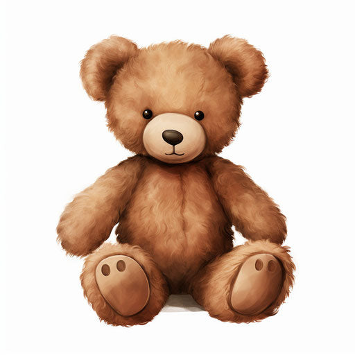 Teddy bear clipart in the style of Chiaroscuro Art, on white background