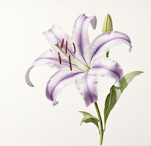 Lily flower with leaf, Persian miniature style