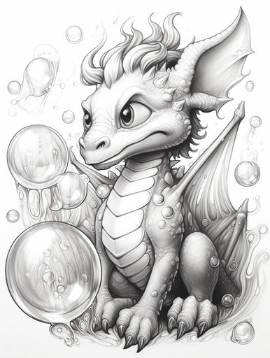 Dragon playing with bubbles, Jeremiah Ketner style, detailed