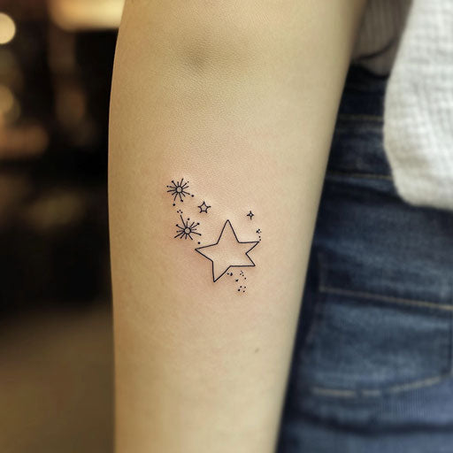 Cute little tattoo sketch of a star in black ink
