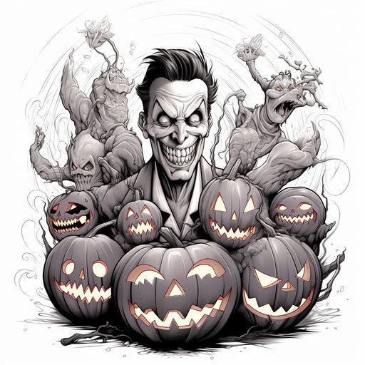 Halloween illustration, clean and sharp inking style