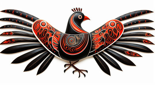 Royal pheasant and black feathers in Tonga style