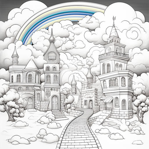 Rainbow town, sky and clouds, Bess Hamiti style