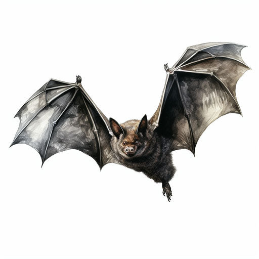 Bat in Oil painting style on white background