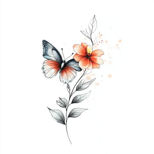 Small meaningful tattoos for females: butterfly and flower
