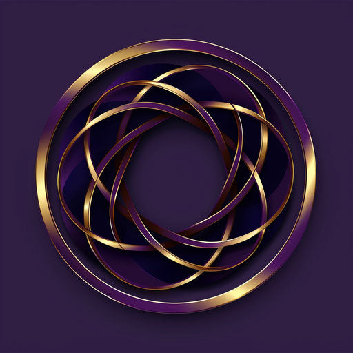 Luxury round logo with gold detailing on deep purple background