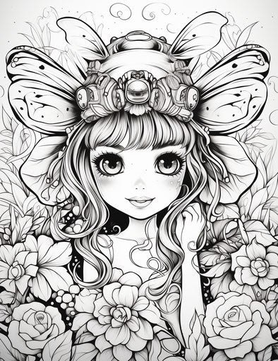 Coloring pages of cute little fairies for kids