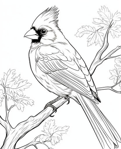 Cardinal on a branch, coloring pages