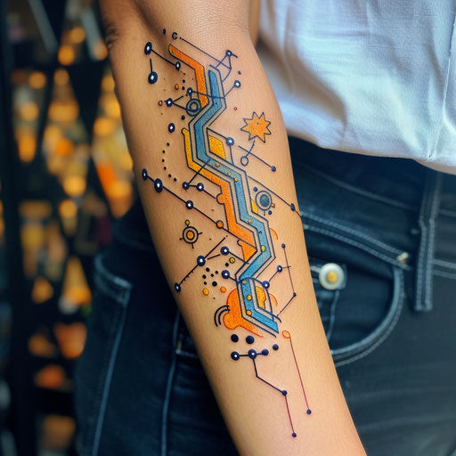 Modern sketch of Aquarius constellation with digital neon lines