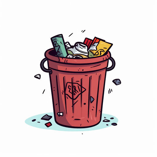 Minimalist trash illustration on white background