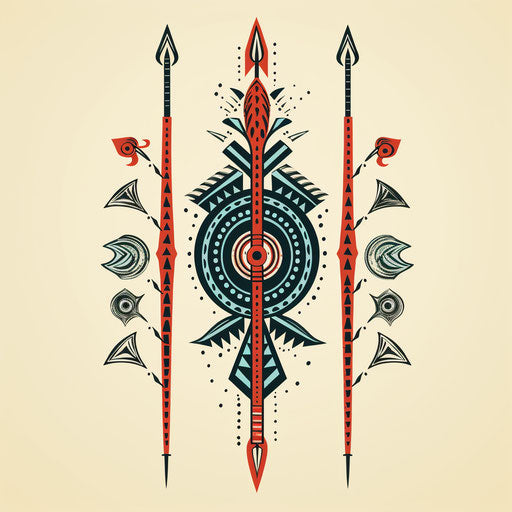 Arrow sign with minoan art style, ink drawing concept