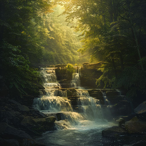 Waterfalls of Pocono Mountains cascading through lush forests