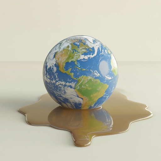 3D Global Warming on Flat White Background, Isolated Clipart