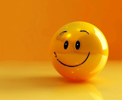 Yellow emoticon smiling draped harmonious style