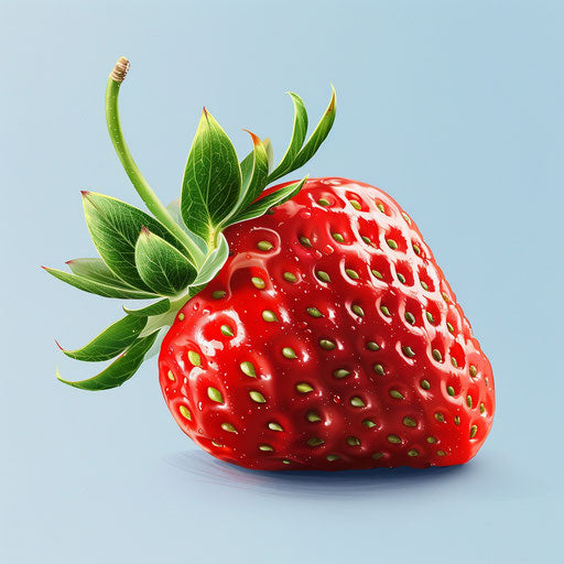 Realistic strawberry clipart on flat blue background