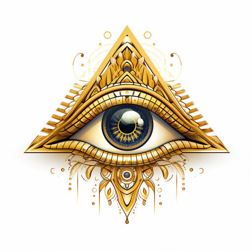 Golden eye and triangles, Hindu art style, fine details
