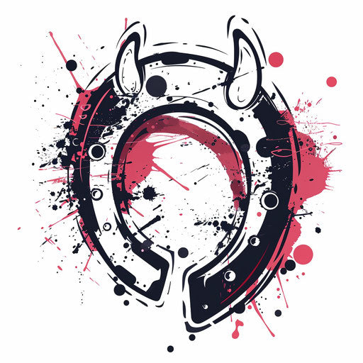 Retro pop art horseshoe sketch with bold dots