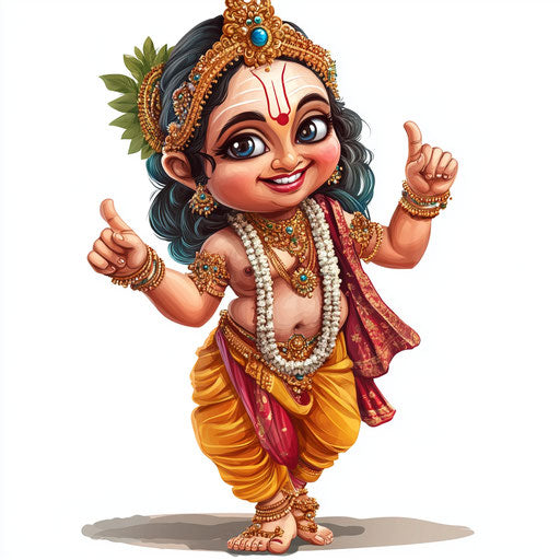 Humorous caricature of a radha krishna clipart