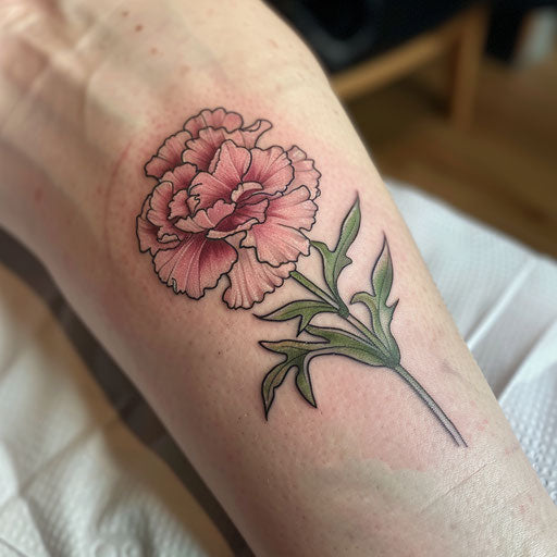 Renaissance-inspired carnation tattoo