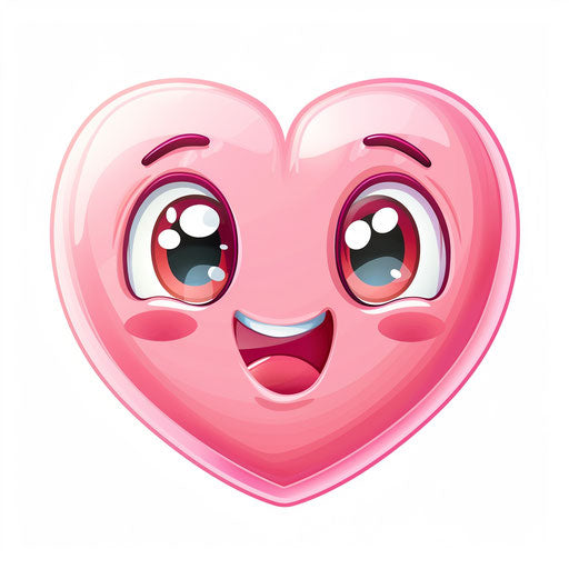 Cute pink heart - simple cartoon design - excitement