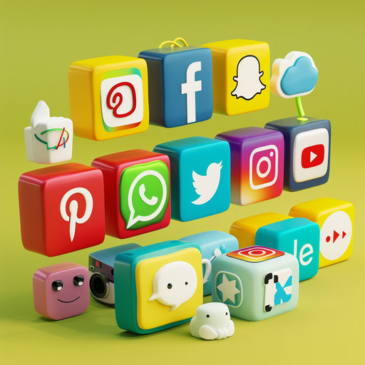 Social media clipart in photo realistic style on flat chartreuse background